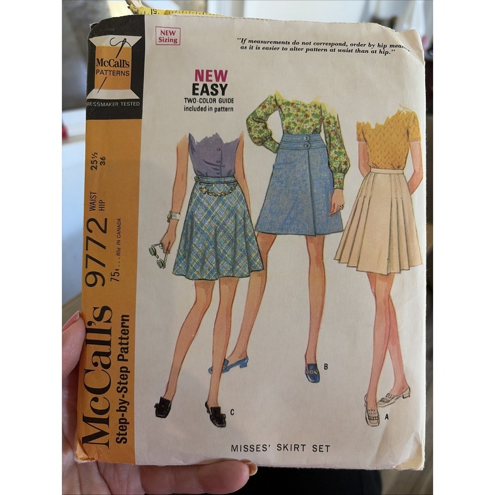 Vintage 1969 McCalls Skirt Sewing Pattern 9772 Waist 25.5 Hips 36” Uncut